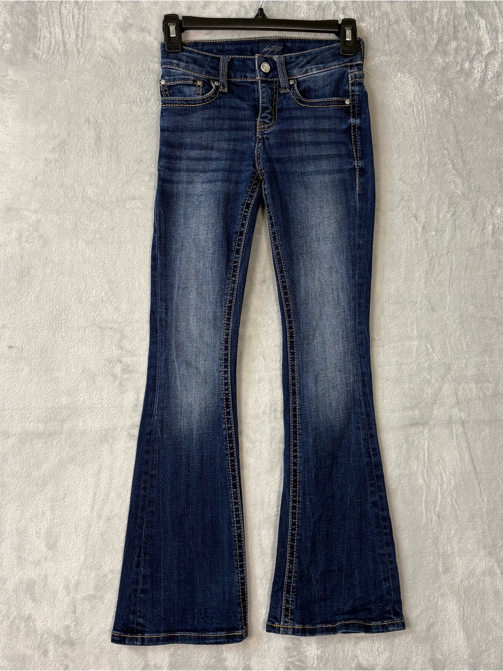Day trip Jeans Girls size 12 Bootcut Blue Faded Flap Pocket (23x28) Adjustable